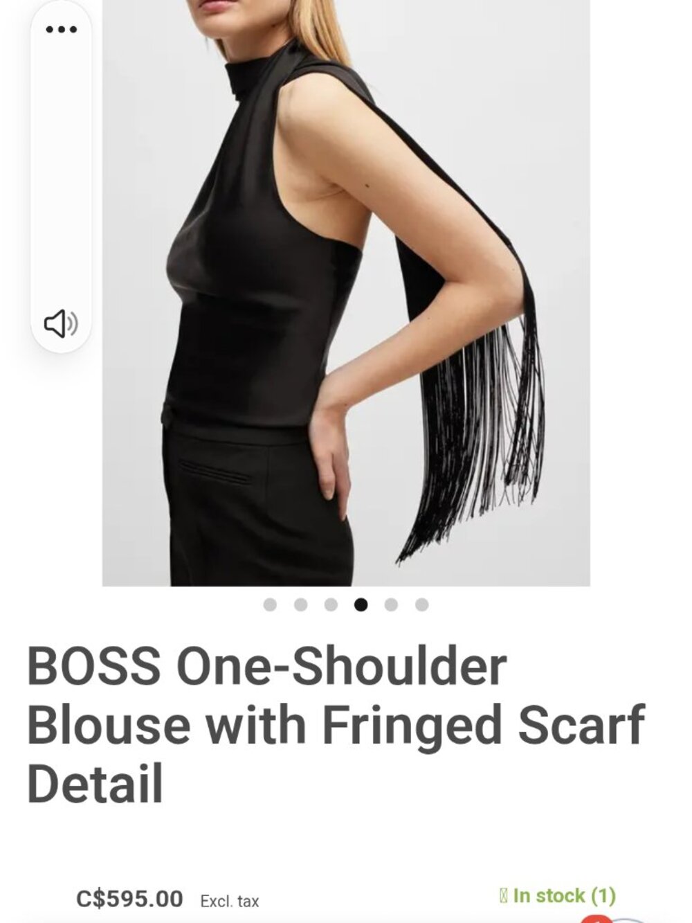 BOSS ! One-Shoulder Blouse with Fringed Scarf Detail(US 12 )